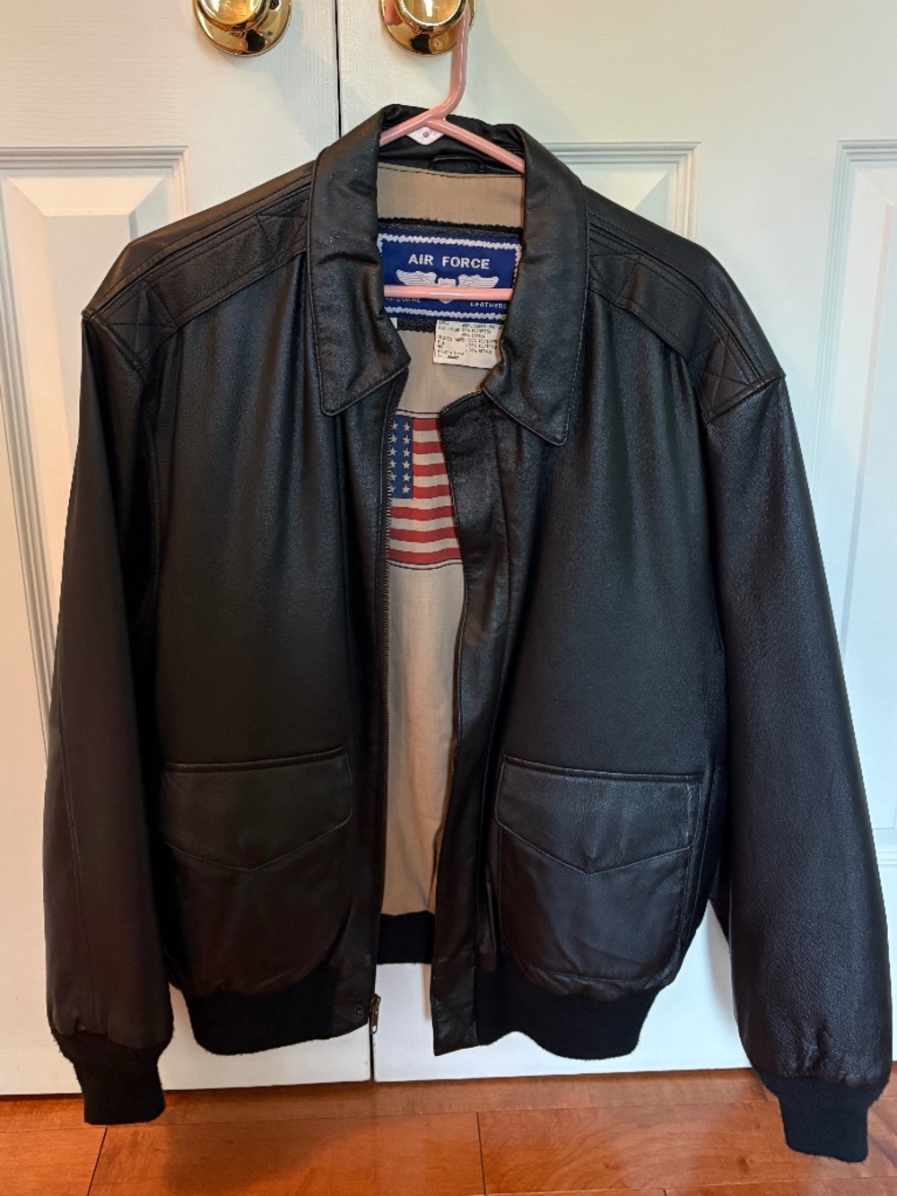 Air force leathers black leather jacket